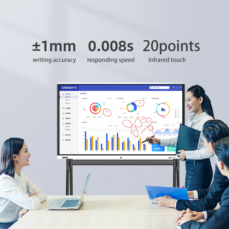 Leaderhub 65 75 86 98 Inch Finger Multi Touch Screen Smart  Display Classroom Electronic Digital Interactive Whiteboard