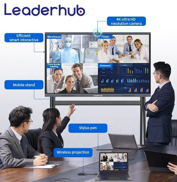 Leaderhub 65 75 86 98 Inch Finger Multi Touch Screen Smart  Display Classroom Electronic Digital Interactive Whiteboard