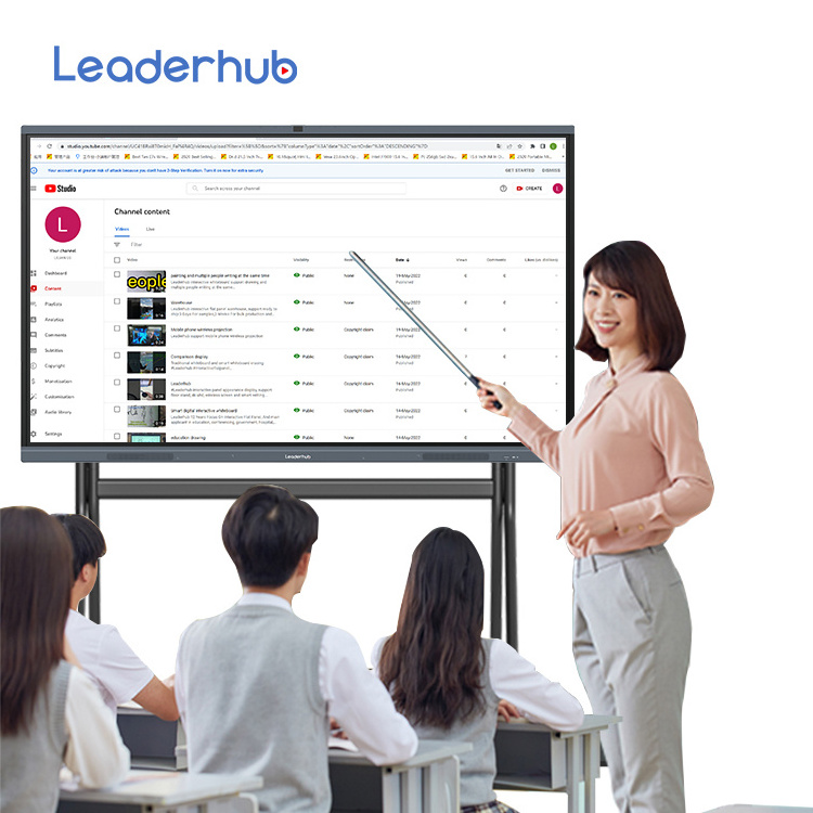 Leaderhub 65 75 86 98 Inch Finger Multi Touch Screen Smart  Display Classroom Electronic Digital Interactive Whiteboard