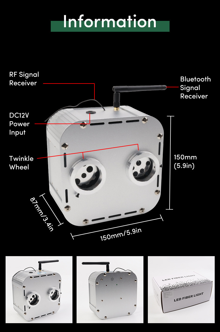 32W RGBW Dual 1000pcs Fiber Optic Starlight Kit with APP Control Star Roof Light Kit