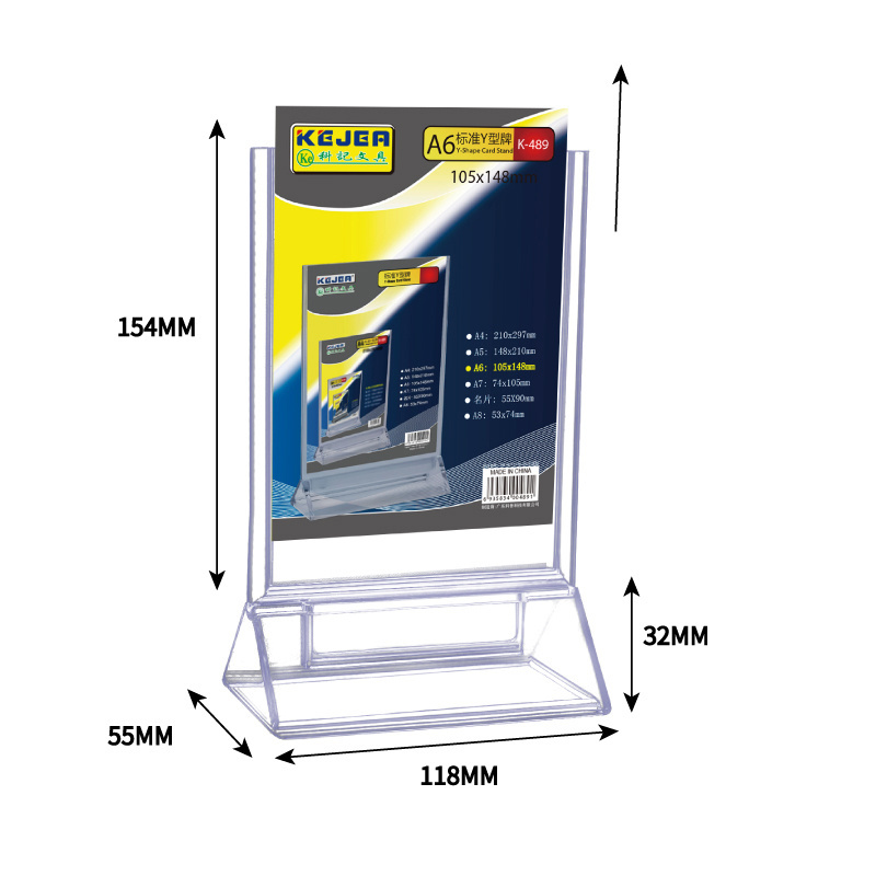 Countertop Customized A5 A6 Menu Card Display Sign Stands Acrylic Double Side Brochure Holder