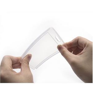 Factory Supply Thin Two Side Transparent Light Card Holder PP Badge ID Card Protector For Business