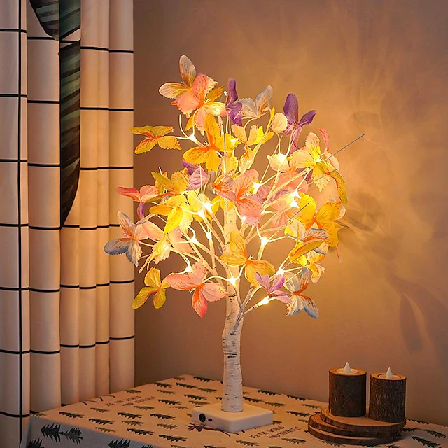 Decor for Home Party Wedding Desktop LED Butterfly Flower Tree Light Table Lamp Decoration Night Light