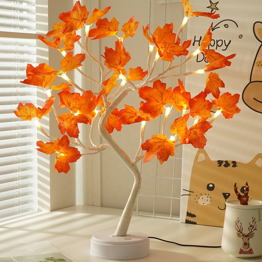 Maple leaf Tree Lights Motif decorative Desktop Table Lamp  Holiday Decoration Night Light Indoor For Home By USB Or Battery