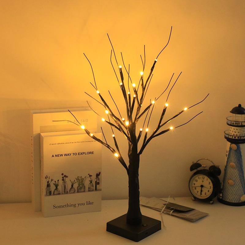 24 Led Tree Light Table Decoration Tree Lamp White Birch Battery Usb Touch Switch Night Light Bonsai Tree Light