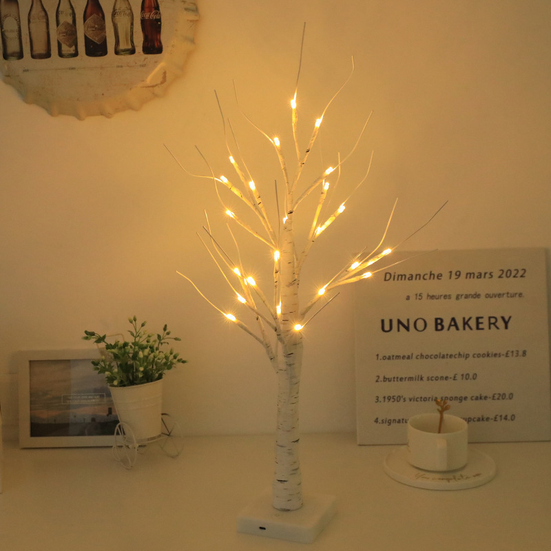 24 Led Tree Light Table Decoration Tree Lamp White Birch Battery Usb Touch Switch Night Light Bonsai Tree Light