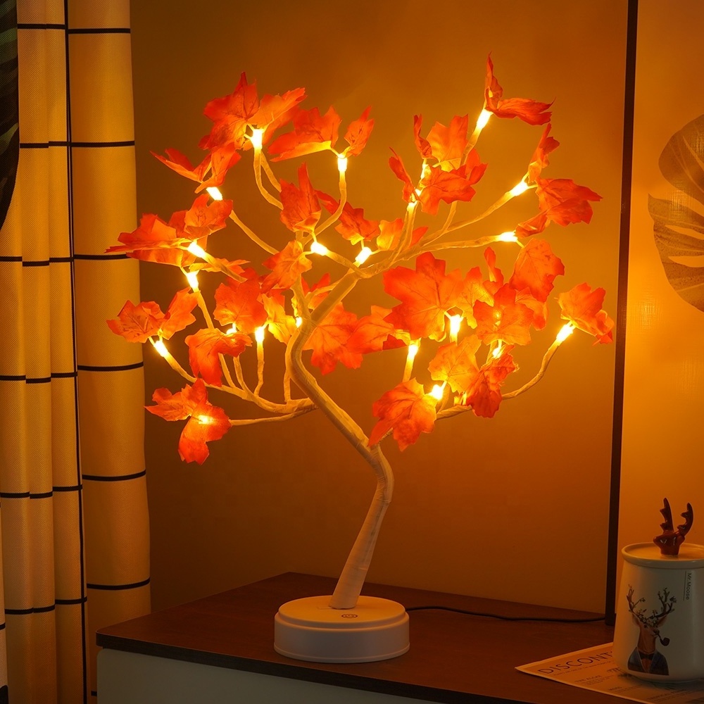 Maple leaf Tree Lights Motif decorative Desktop Table Lamp  Holiday Decoration Night Light Indoor For Home By USB Or Battery