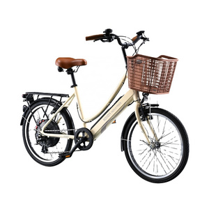 China Two-Wheeled 36V7.8Ah Small Electric Pedal Moped With Basket City Bike