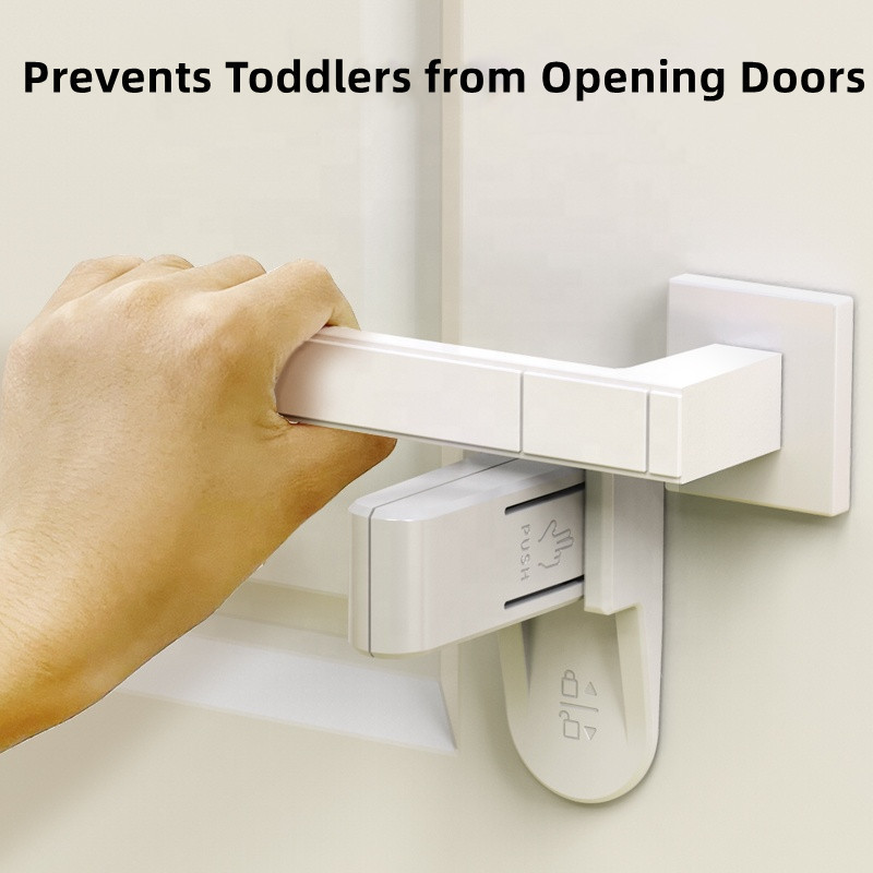 Door Lever Safety Lock for Child Pets Safety Kids Toddler Proof Durable ABS with 3M VHB Adhesive no Tools Need or Drill