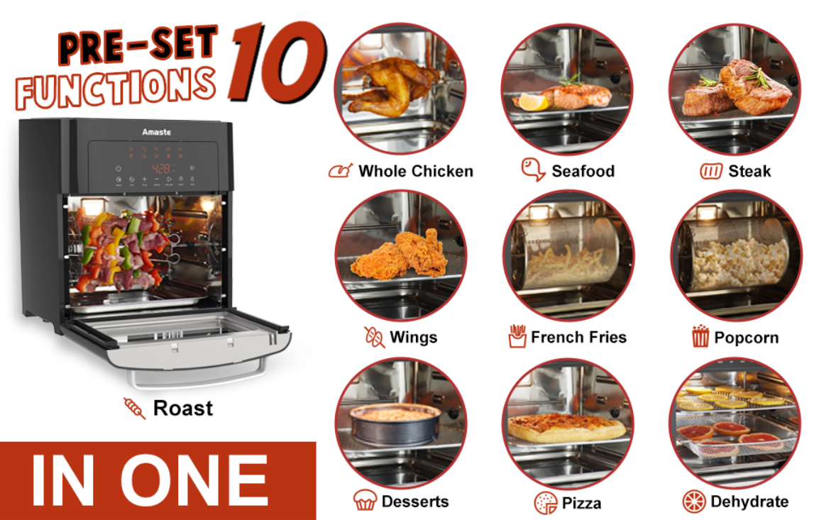 10 In 1 Toaster Oven Digital Toaster Oven Smart 220V 15L Air Fryer Oven Without Oil