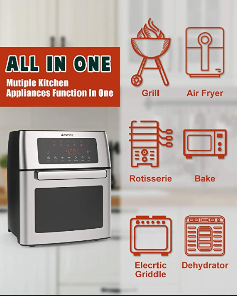 9 in 1 Cheap Prices Wholesale Air Fryer Toaster Oven 1500W White Air Fryer Oven With Digital Touch Screen