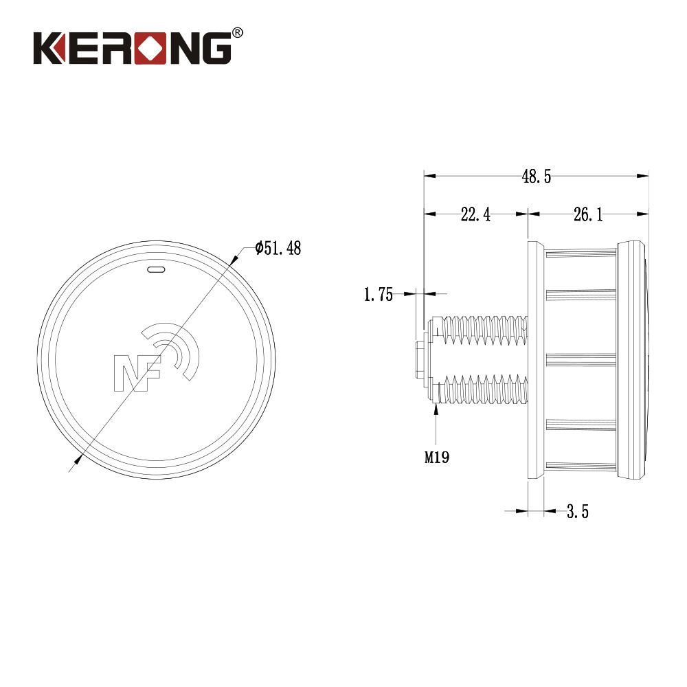 KERONG Battery-free Lock Manufacturer High Security APP NFC Cam Locks  for Office Cabinets