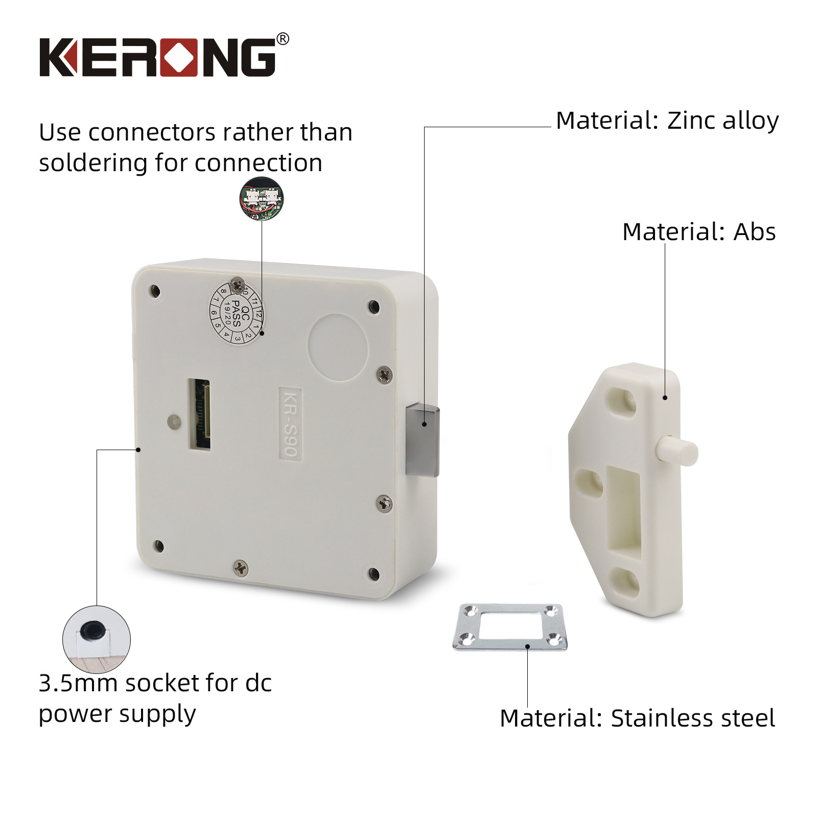 KERONG Hidden Security Electronic Cabinet Lock Gym Furniture Drawer Locks