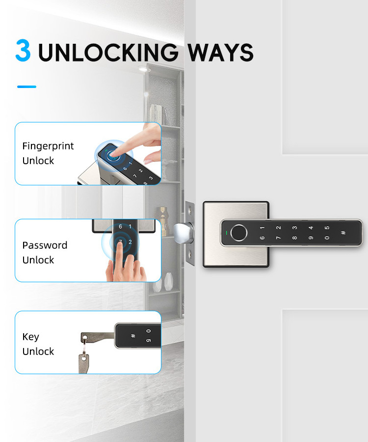 KERONG Modern Zinc Alloy Bedroom Electric Wooden Door Smart Door Lock Handle Lock