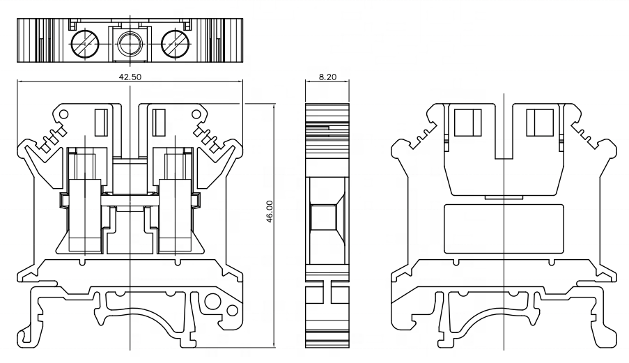 6mm2 power din rail UK6N blue terminal block