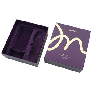 Luxury Purple Rigid Cardboard Paper Lift Off Lid Gift Box Paper Gift Box with EVA Foam for Cosmetics Jewelry & Gifts Packaging