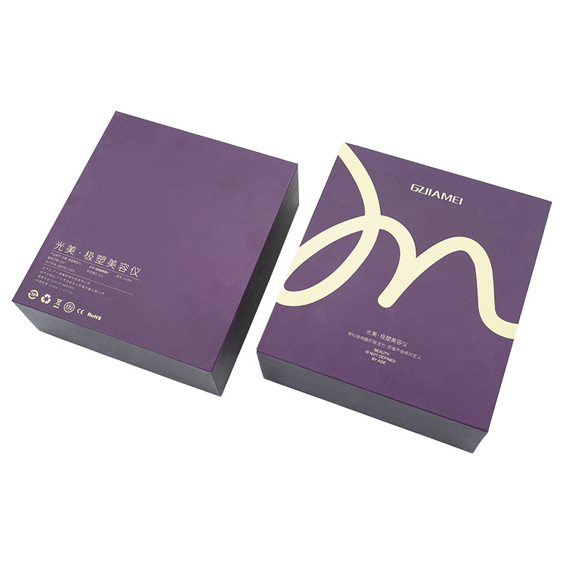 Luxury Purple Rigid Cardboard Paper Lift Off Lid Gift Box Paper Gift Box with EVA Foam for Cosmetics Jewelry & Gifts Packaging