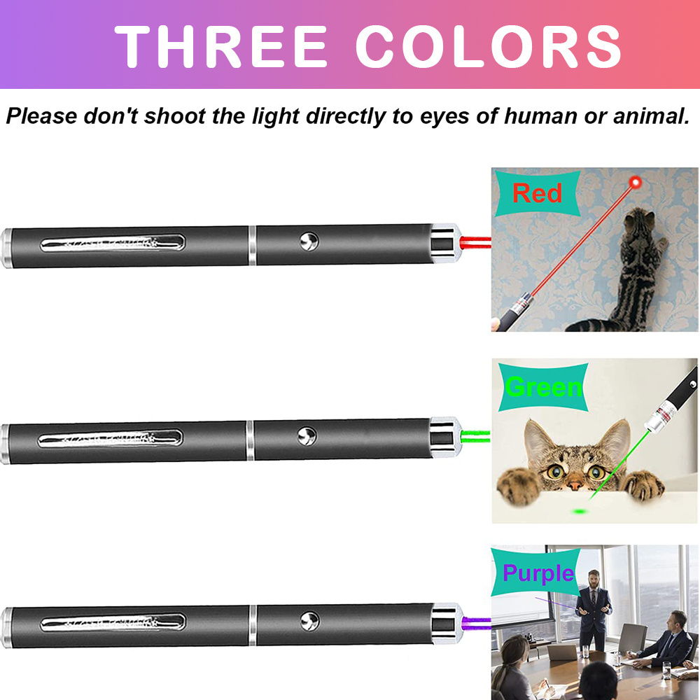 3 Pcs Long Range Laser Pointer High Power Laser Pointer Cat Toy Red Green Purple Color for Cat Chasing