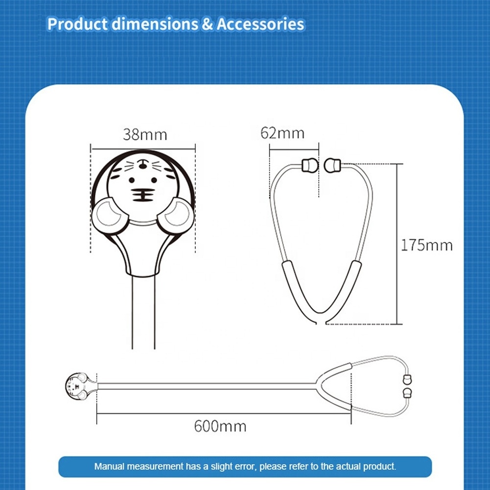 Pediatrician Preferred High Quality Dual Head Stethoscope Cartoon Stethoscope Cardiology Medical Stethoscope PVC Ce Manual KRD