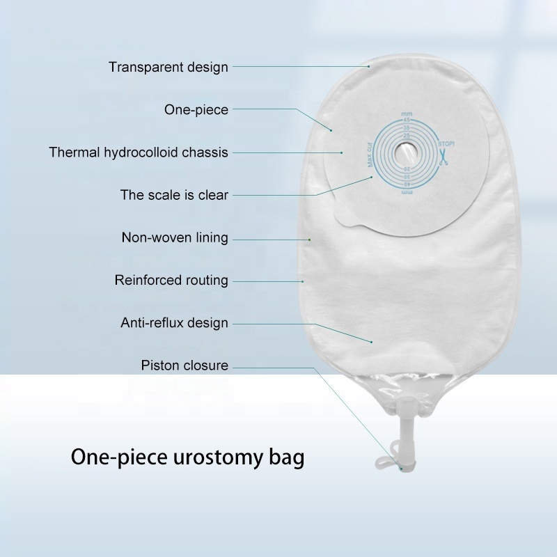 One piece transparent anti reflux device for urine bag collection and urine bag