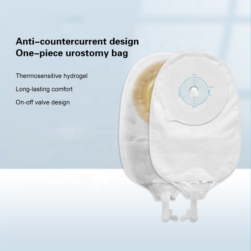 One piece transparent anti reflux device for urine bag collection and urine bag