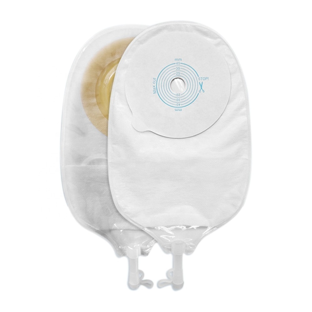 One piece transparent anti reflux device for urine bag collection and urine bag