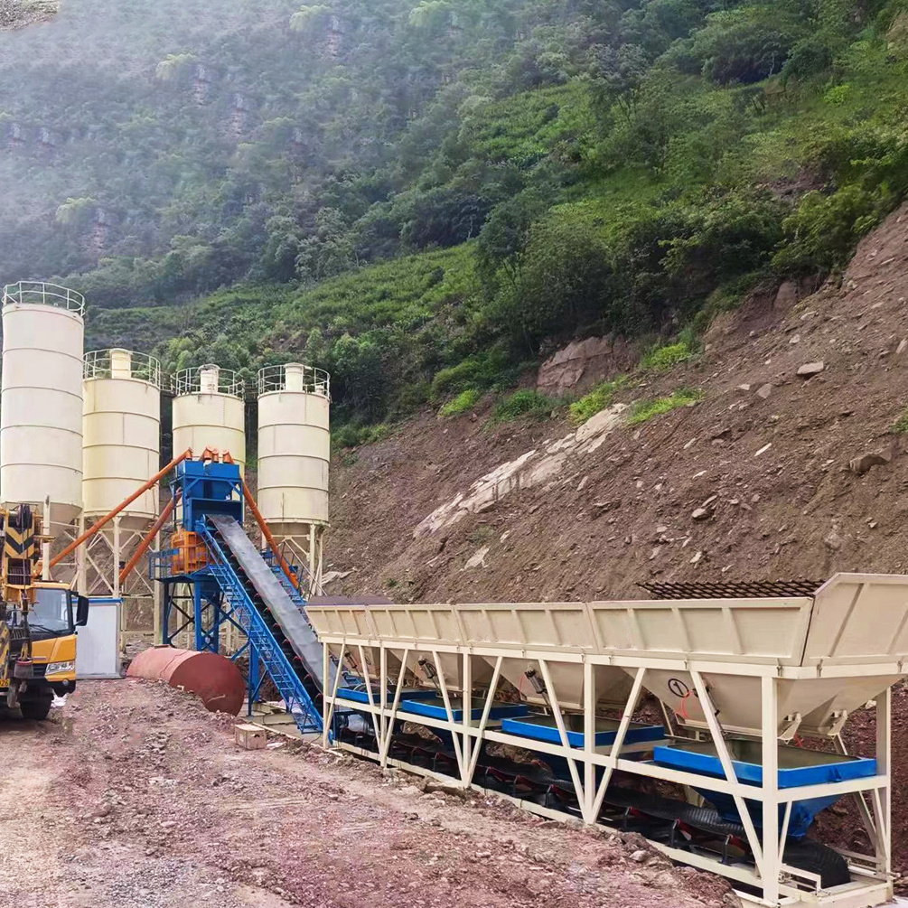 Mhzs25 To 240 M3/H Stationary Hopper And Belt Conveyor No Foundation Fixed Concrete Batching Plant