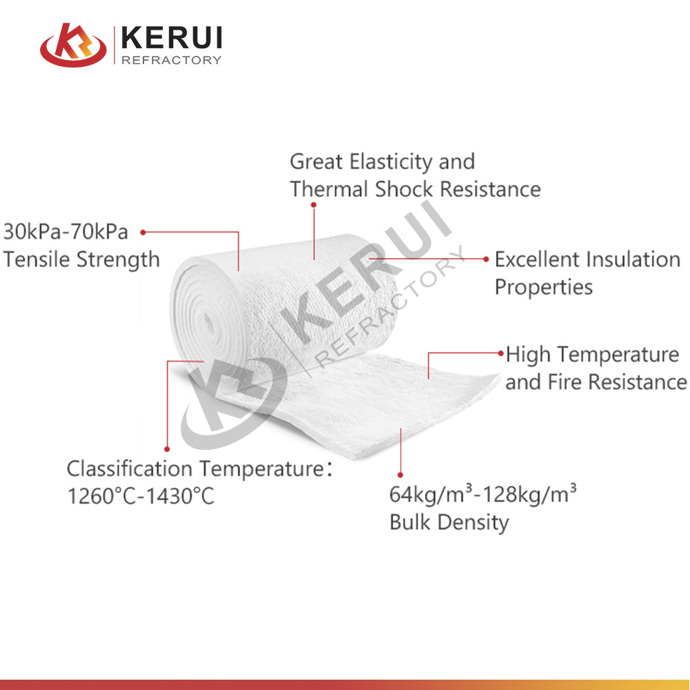 KERUI Insulation Material Fireproof Insulating Ceramic Fiber Wool Blankets For Industrial Kiln Wall Linings