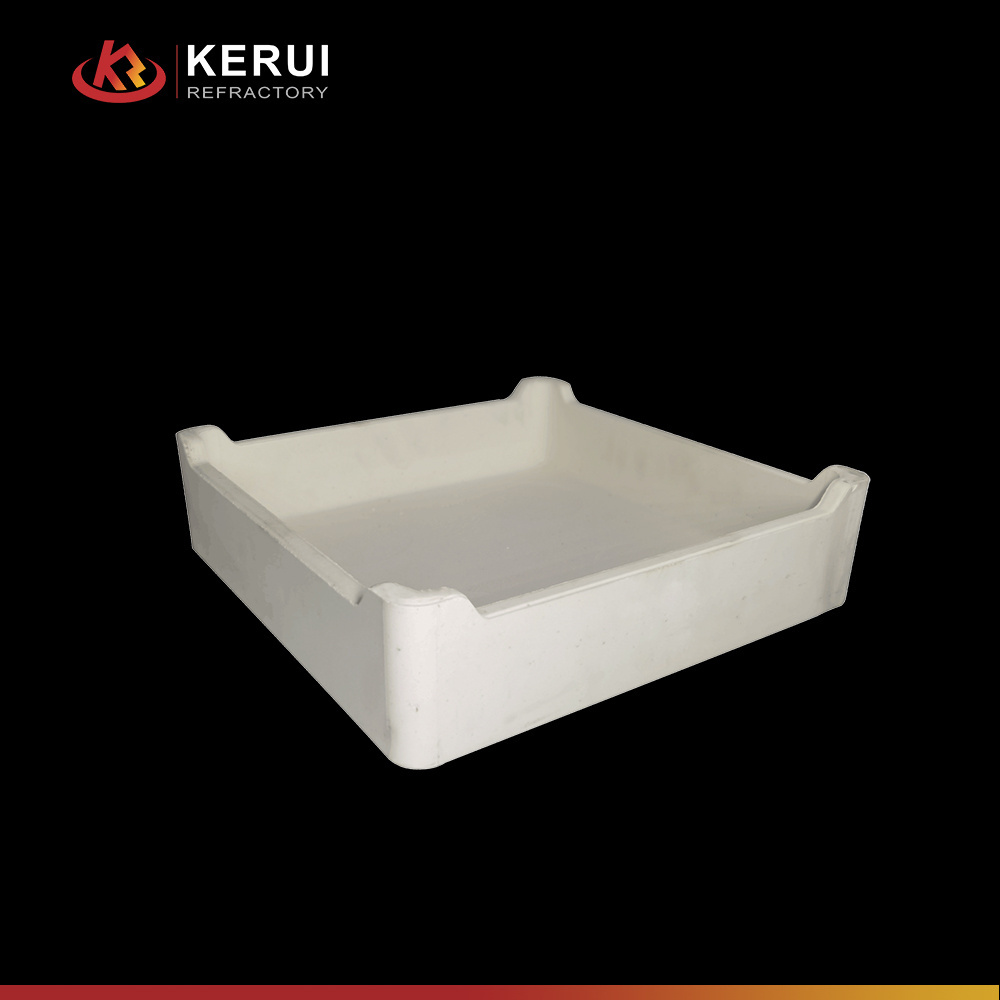 KERUI 1700C High Temperature Sintered Kiln Corundum Mullite Sagger Ceramic Boat Crucible Saggar For Lnmc Calcination