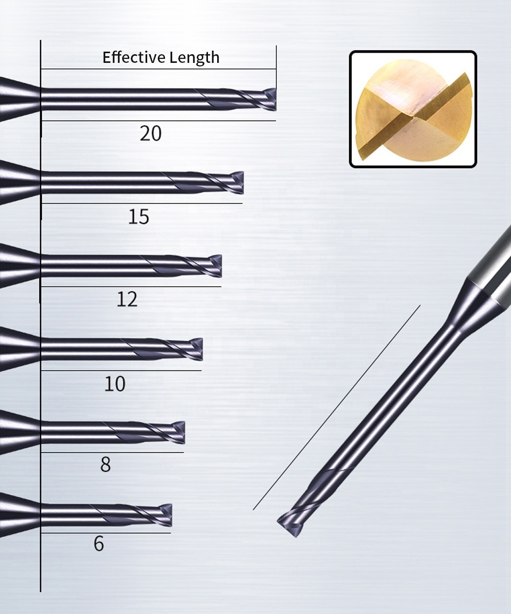 Micro Deep Groove Flat End Mills Long Neck Square Carbide Milling Cutter