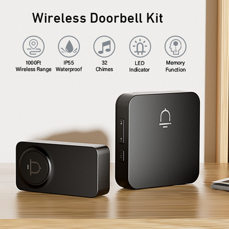 433MHz wireless detectors Intelligent Wireless Doorbell Strobe Doorbell Alarm System Wireless doorbell