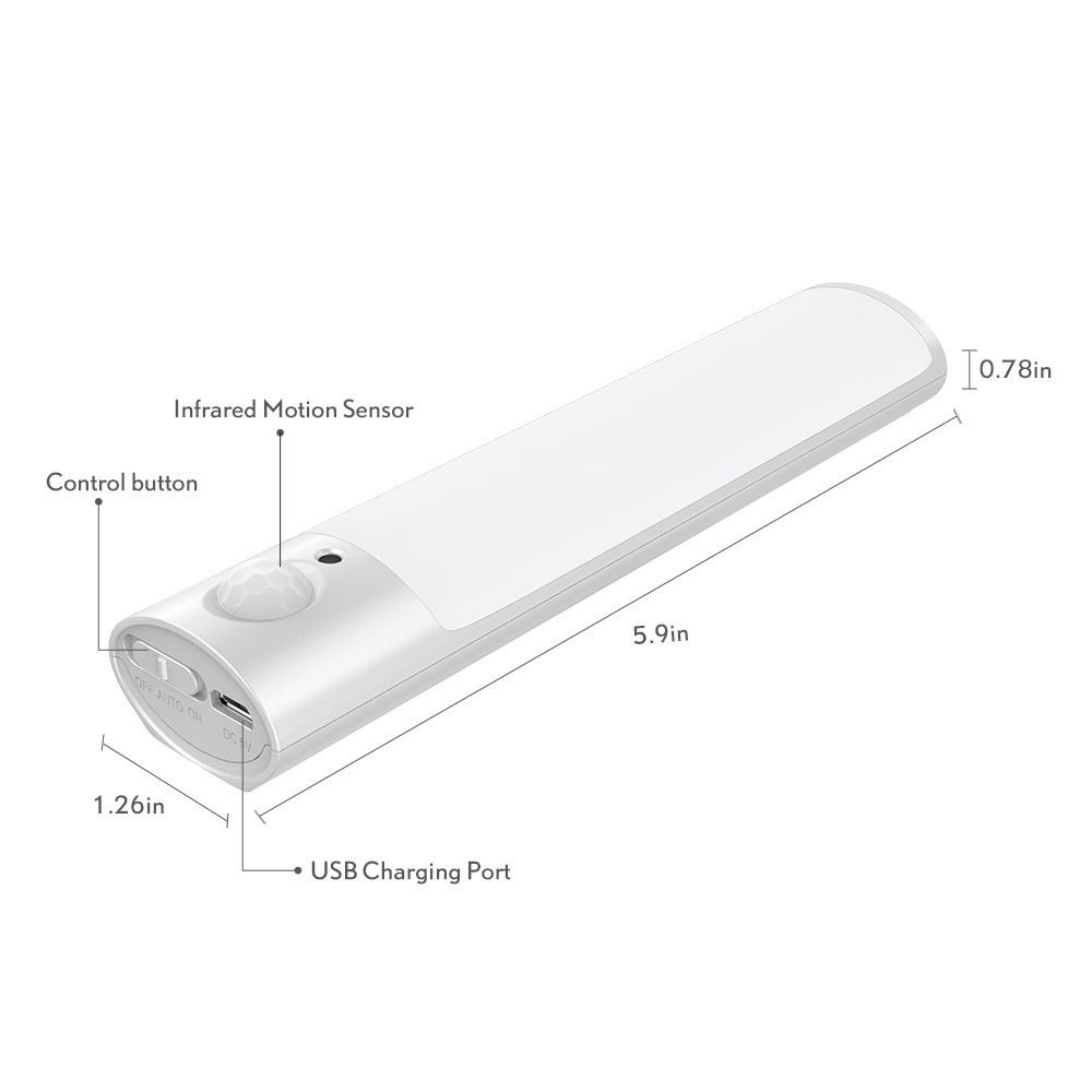 Smart Rechargeable Battery Powered Motion Sensing LED Night Light for Home Bedroom Corridor