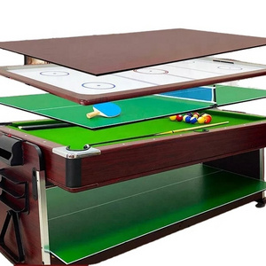 Customs Hot Sell 4 in 1 7FT Multi Game Air Hockey Table Tennis Table Flip Pool Billiard Table