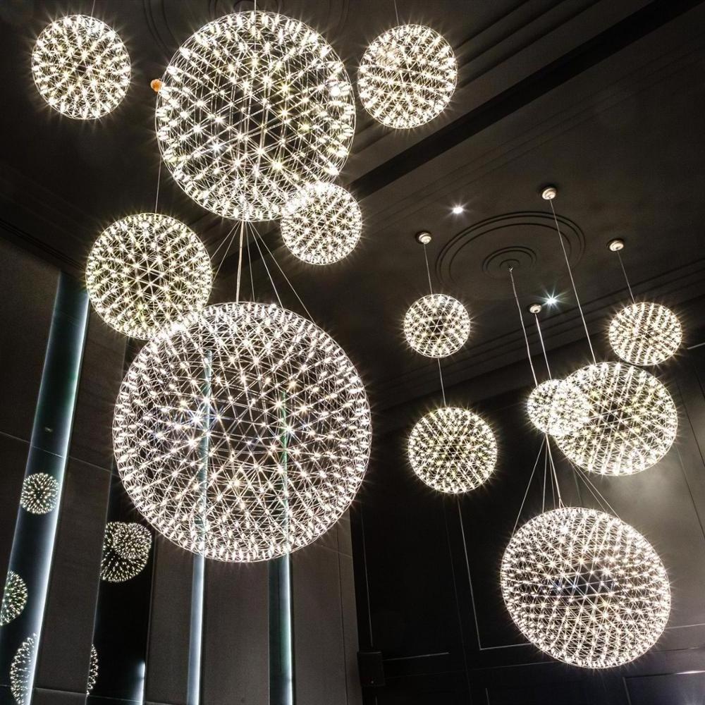 Modern Luxury Spark Chandelier Indoor Firework Ball Shape Lighting LED Star Hanging Light Fixture