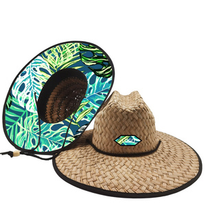 wholesale and custom logo buy bulk summer sun beach fishing surf big wide brim lifeguard straw hats for men and women