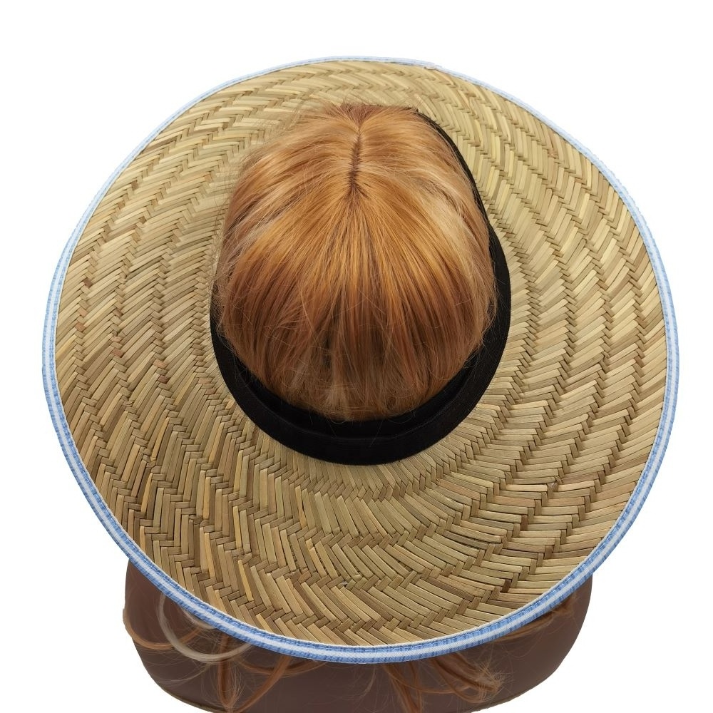 wholesale buy bulk underneath printed natural grass woven summer beach sun visor women ladies wide brim open top straw hats