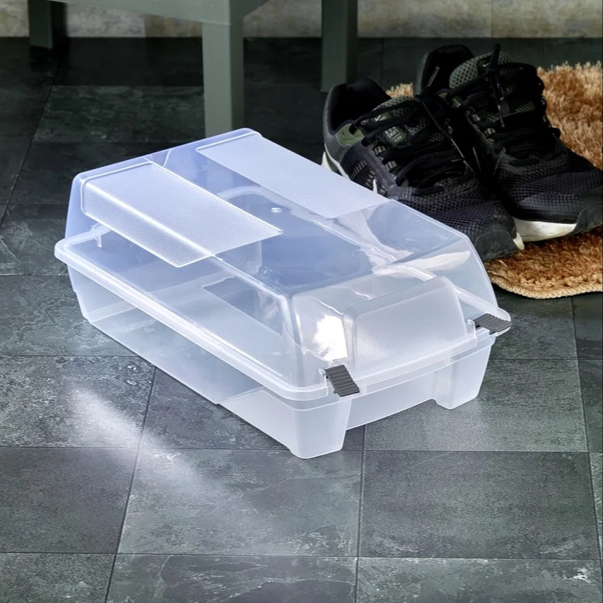 Shoe Storage Box Clear Plastic Shoe Organizer for Closet Space Saving Foldable Shoe Rack Sneaker Container Bin Holder