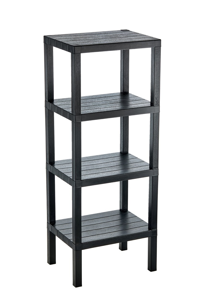 Multi-Layer Black Plastic Folding Shelves Decorative Shelves Units 4-Tier Display Shelving Units Storage Collapsible Shelf