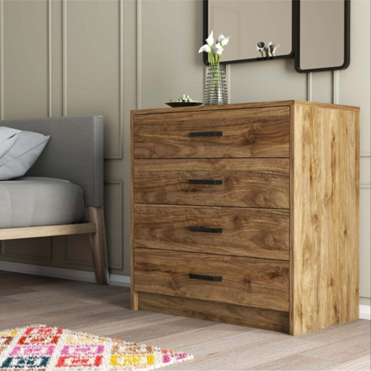 AFOSSA Dresser for Bedroom with 4 drawers European Dresser for Closet Living Room Cabinet Furniture from Turkey Chest of Drawers