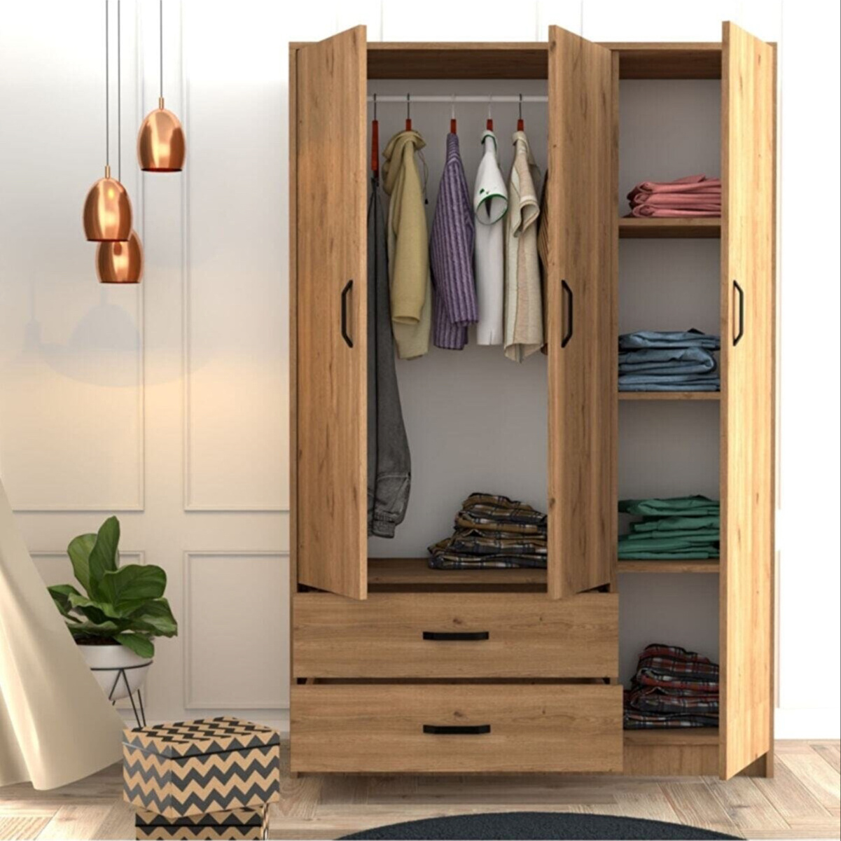 Afossa Wooden Wardrobe from Turkey Bedroom Wardrobe Modern Bedroom Furniture Wardrobe Organizer for Clothes