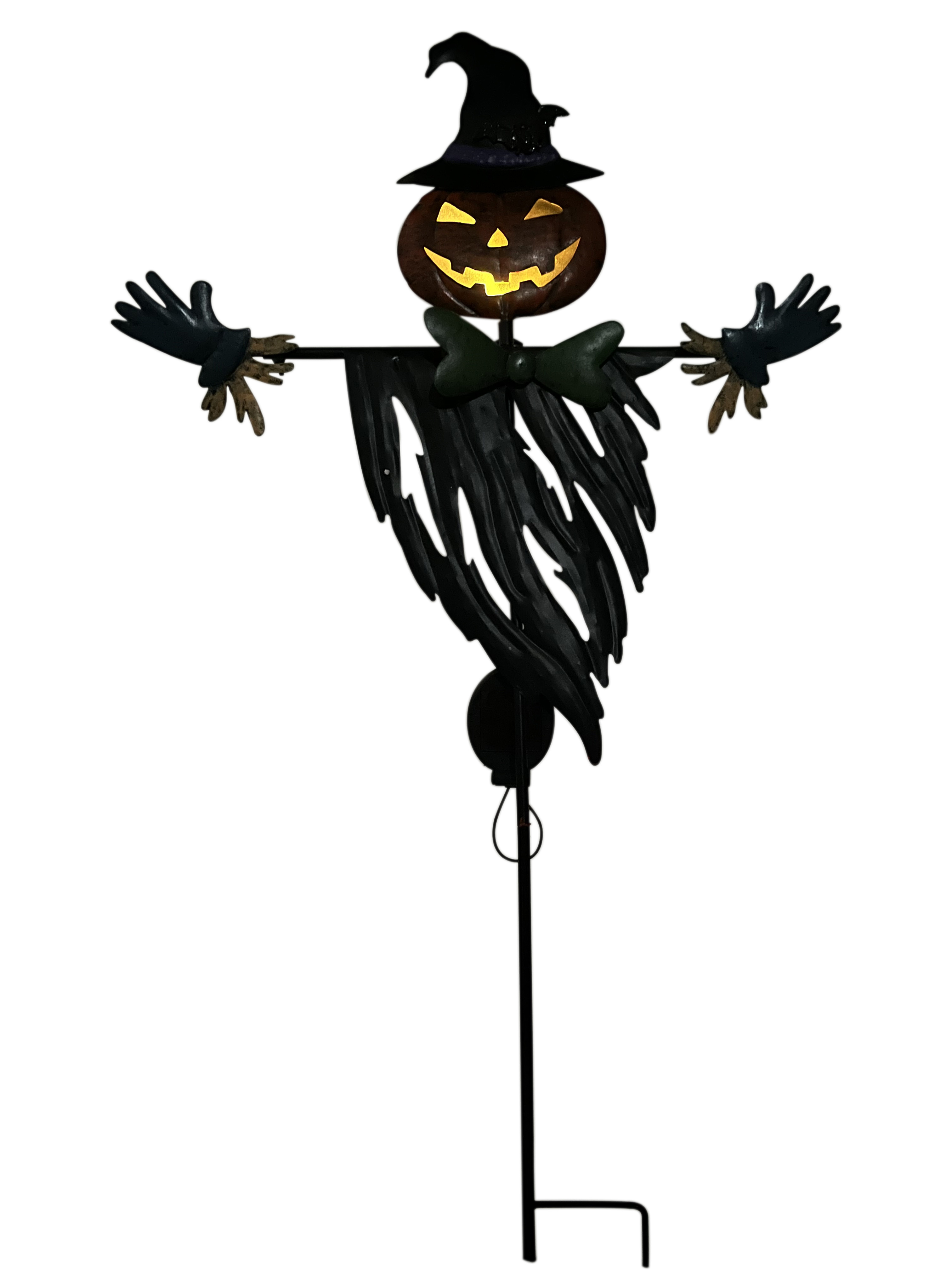 Factory Wholesale Custom Lawn Garden Halloween Decor Solar Powered Outdoor Metal Pumpkin Scarecrow Stake Light