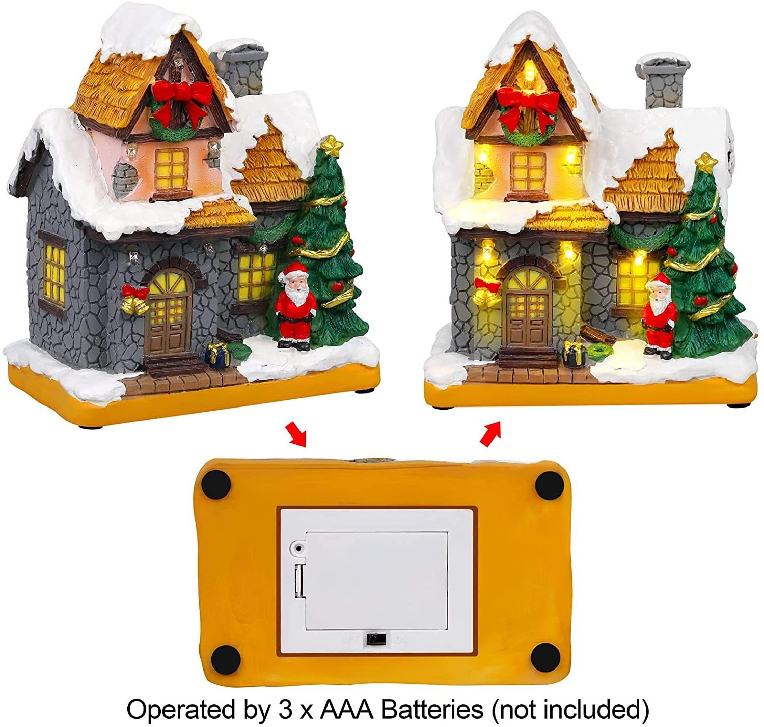 Wholesale Custom Holiday Home Garden Decor Resin Winter Snow Christmas Scene Village Houses with LED Light