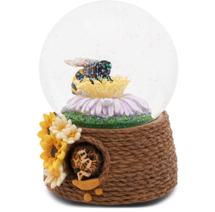 Wholesale snow ball Honey Bee Nightstand Wind Up Musical Glitter Water Snow Globe Figurine Decoration