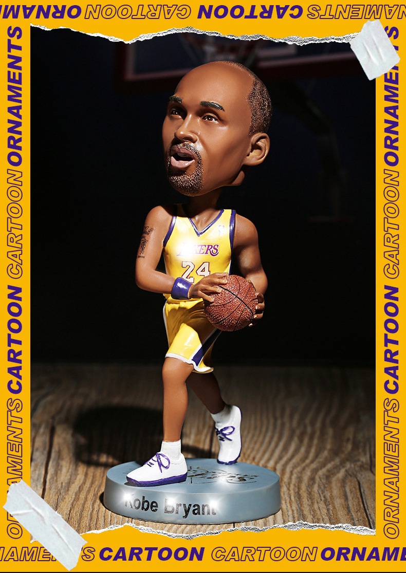 custom resin home decoration sports star bobble head realistic nba basketball player kobe bryant bobblehead action figure