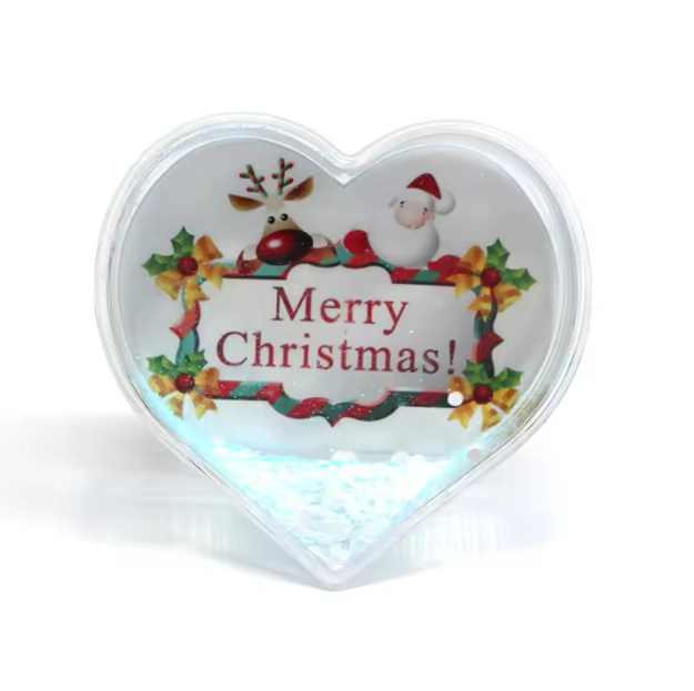 wholesale custom loving gift heart shape photo frame Picture Insert Wedding Souvenir Gift Glitter Heart Snowflakes Snow Globe