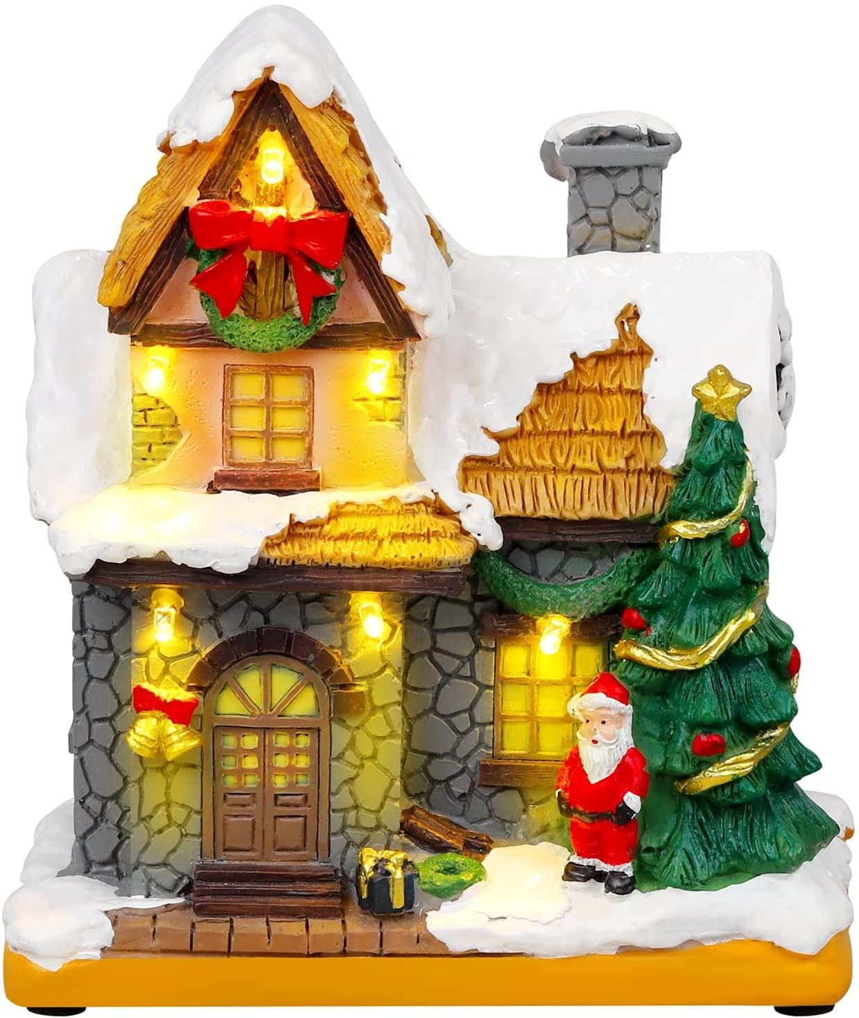 Wholesale Custom Holiday Home Garden Decor Resin Winter Snow Christmas Scene Village Houses with LED Light