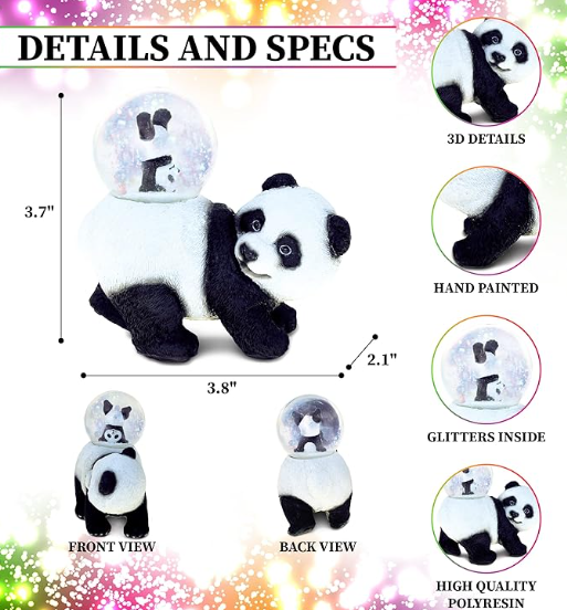 Wholesale Animal Water Globe Figurine with Sparkling Glitter Zoo Collectible Novelty Ornament Home Decor Panda Snow Globe