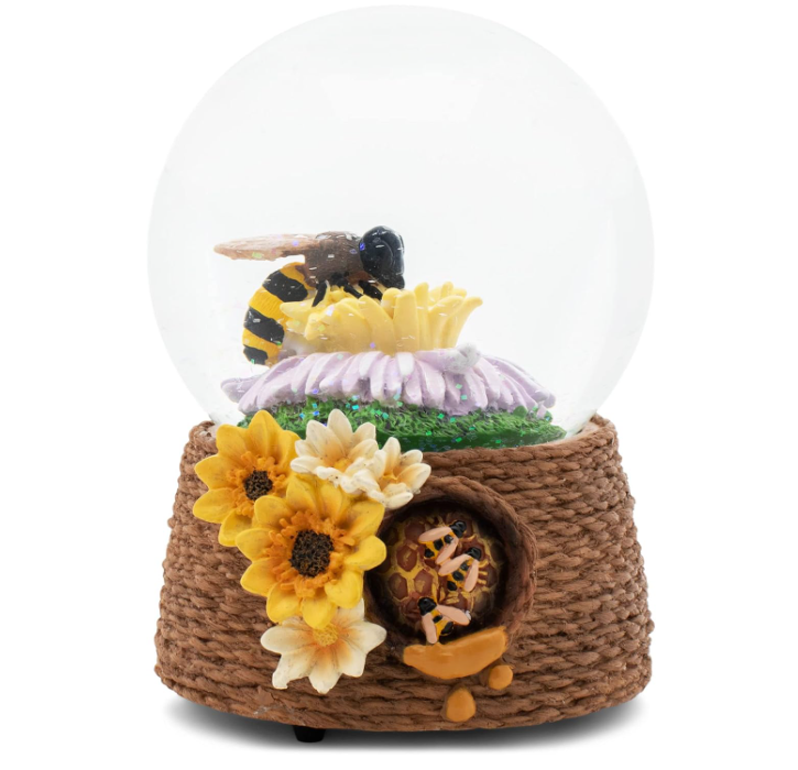 Wholesale snow ball Honey Bee Nightstand Wind Up Musical Glitter Water Snow Globe Figurine Decoration