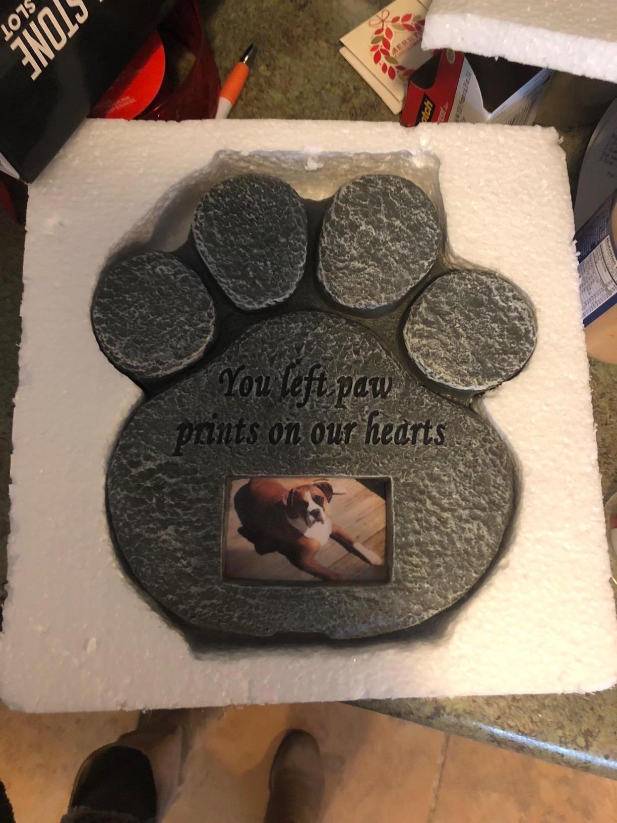 Personalized Dog or Cat Memorial Headstone Resin Paw Print Pet Memorial Stone