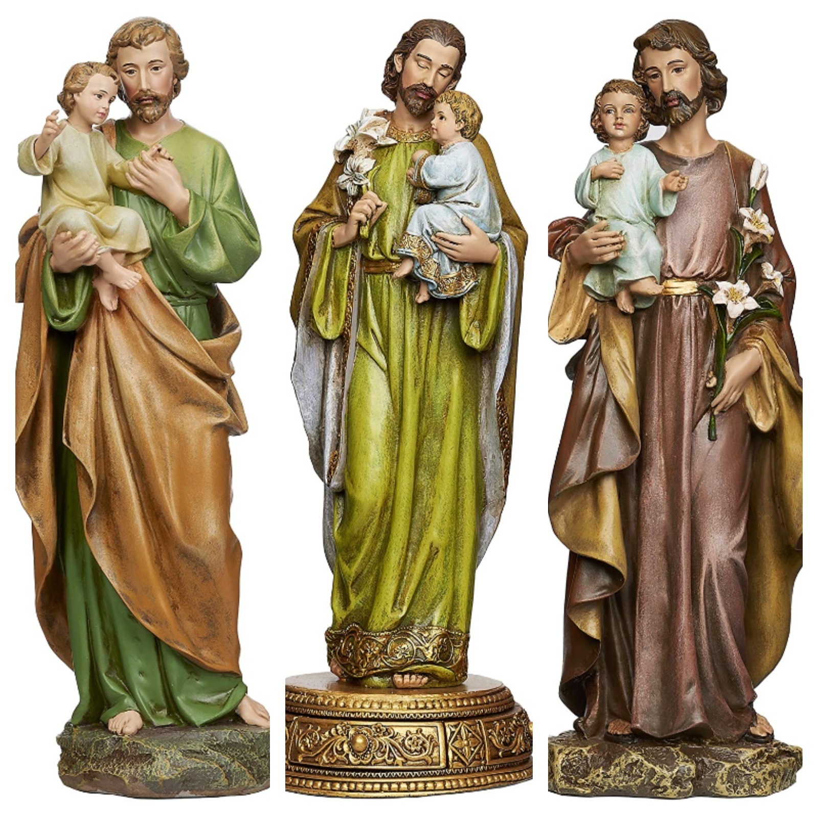 custom resin home outdoor decoration catholic religious figurine novelty polyresin st. joseph child baby jesus statue